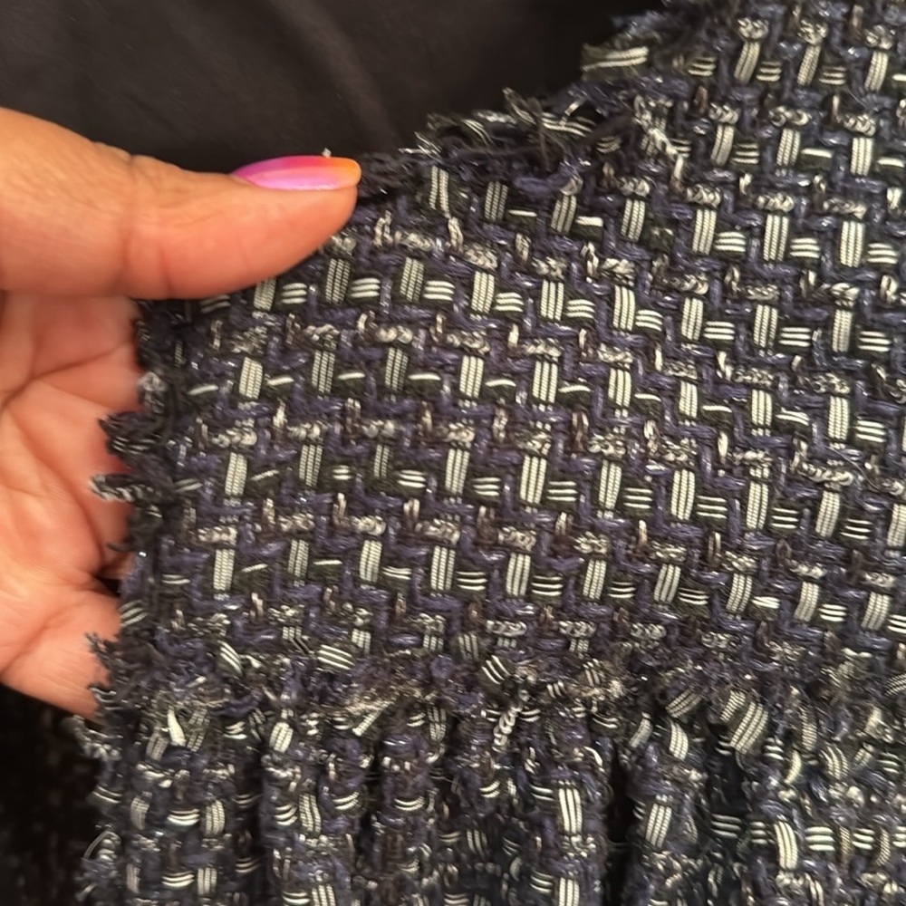Ann Taylor blue tweed ruffle jacket. Navy blue and metallic size small - Picture 4 of 8